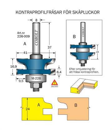 Cobolt Kontraprofilfräs Rundad D=41, Not=6,4 S=8mm | toolab.se