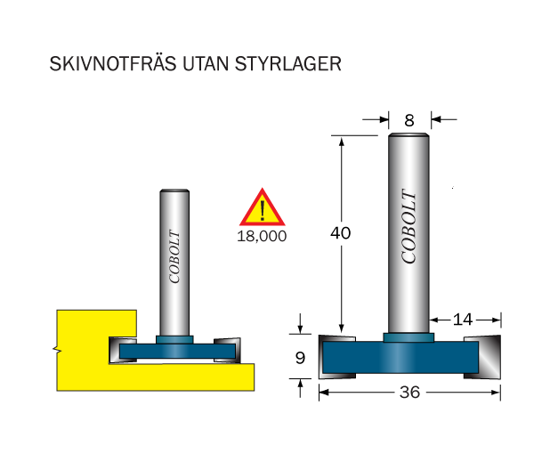 Cobolt Skivnotfräs L=9 D=36 S=8