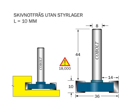 Cobolt Skivnotfräs L=10 D=36 S=8