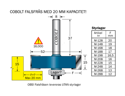 Cobolt Falsfräs L=15 D=52 S=8 SL=37