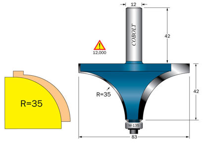 Cobolt Avrundningsfräs R=35 D=83 S=12 | toolab.se